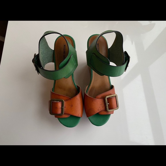 Mossimo Wedge Platform Green/Coniac Sandals Size 6 - Picture 3 of 9